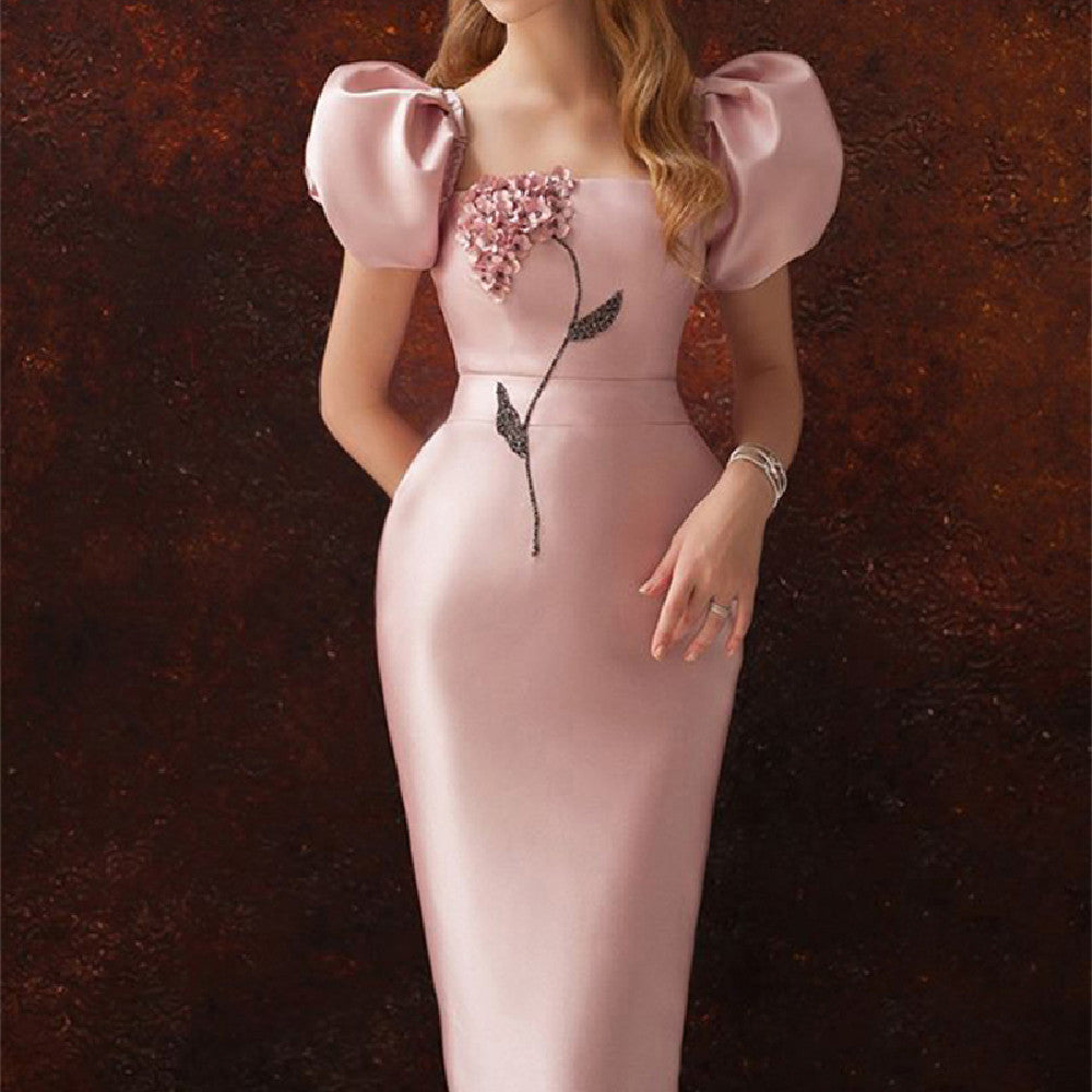 Bubble Sleeve Elegant Temperament midi Dress