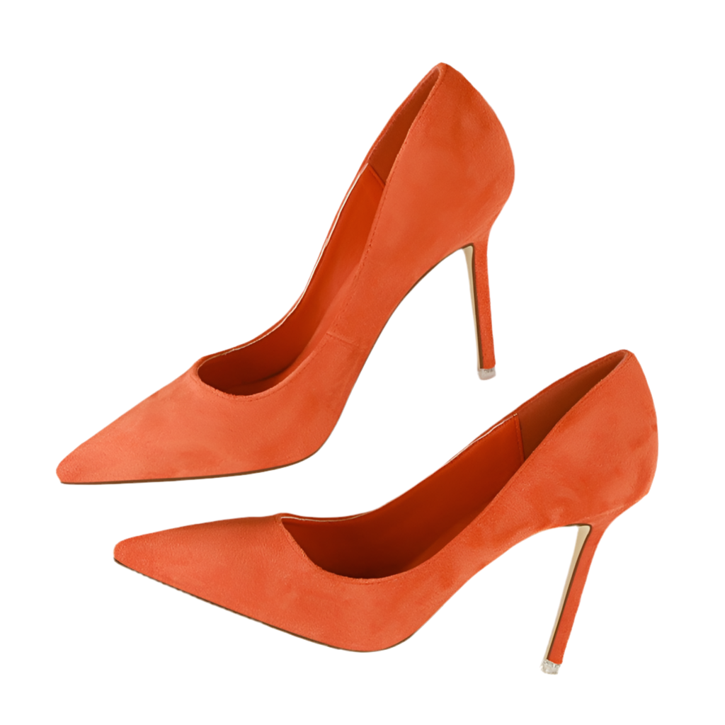 Shallow pointed suede high heels