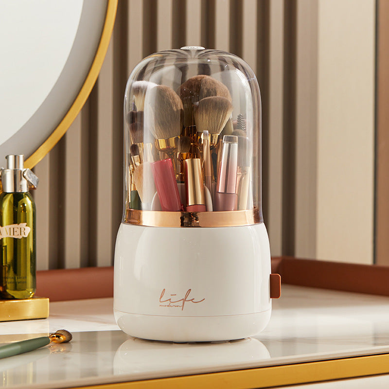 Dust Proof Lipstick, Eyebrow Pencil, Cosmetic Storage Box, Spinning Rotating Brush Cylinder