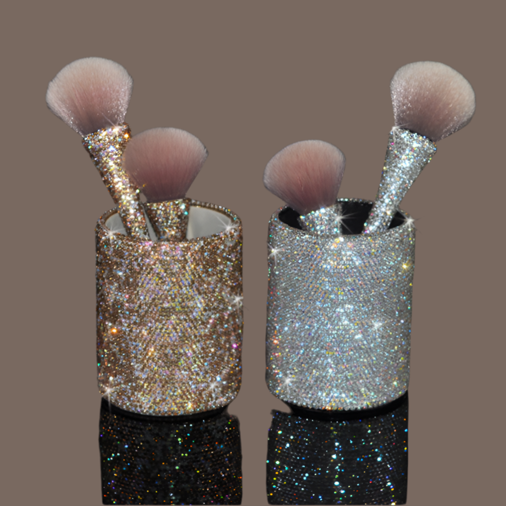 Diamond Studded Makeup Brushes Goblet Set