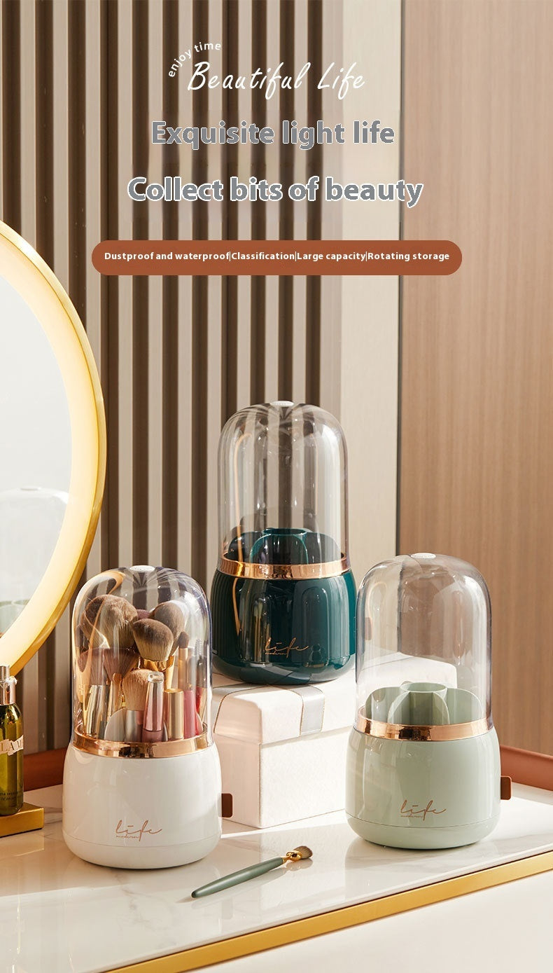 Dust Proof Lipstick, Eyebrow Pencil, Cosmetic Storage Box, Spinning Rotating Brush Cylinder