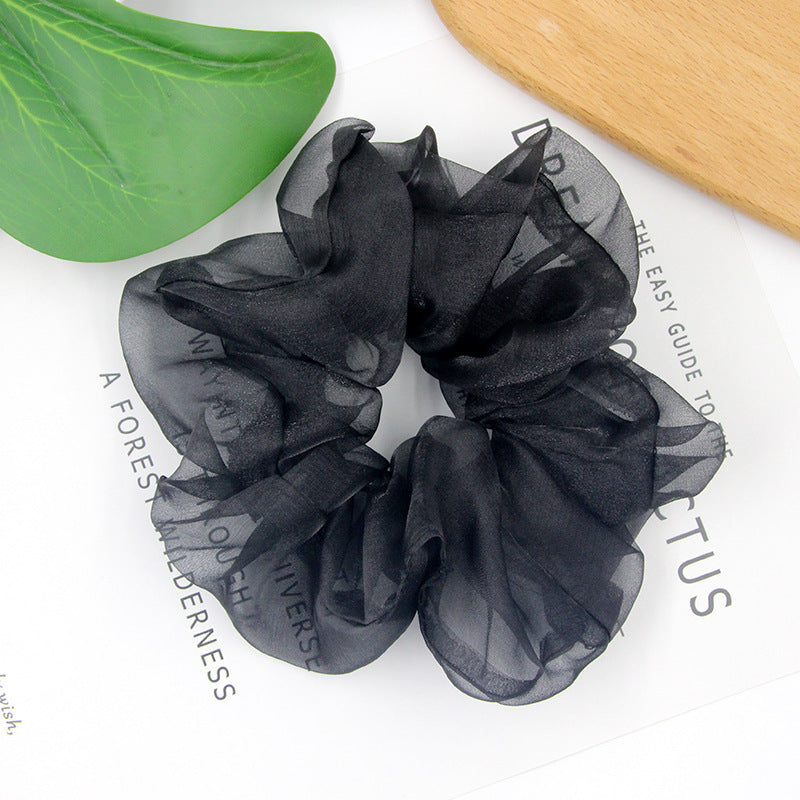 Large Intestine Hair Ring Female Super Fairy Large Pearl Gauze Organza Hair Rope Tie Ponytail