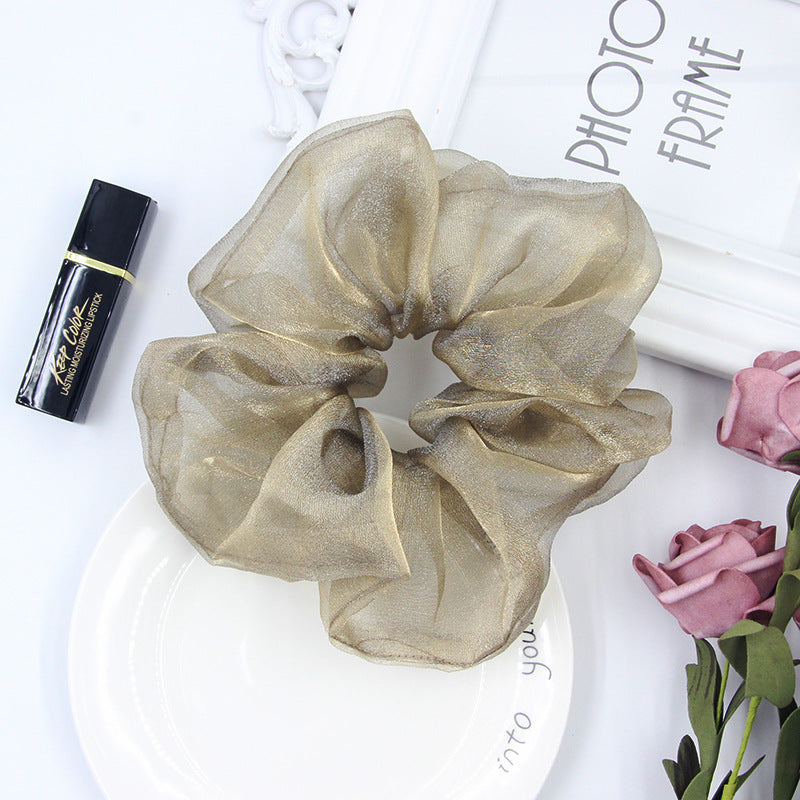 Large Intestine Hair Ring Female Super Fairy Large Pearl Gauze Organza Hair Rope Tie Ponytail