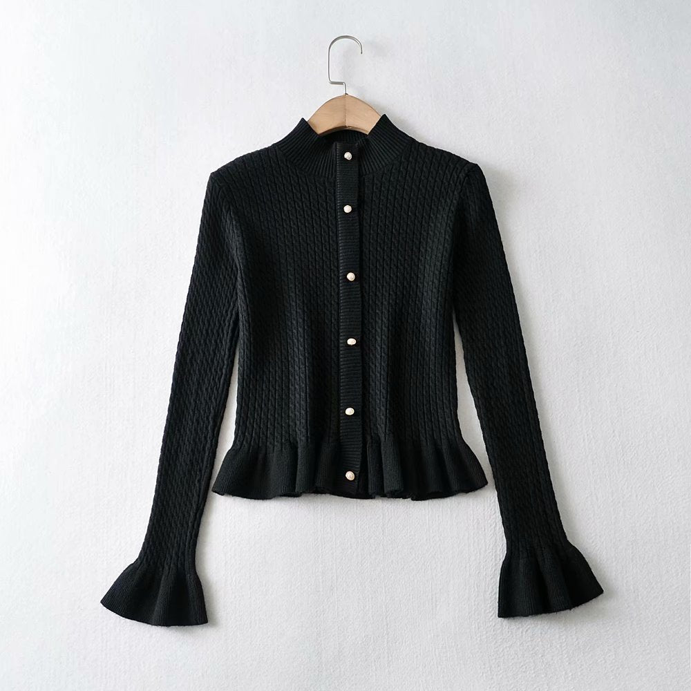 Short Style Small Twist Knit Cardigan Sweater Lady
