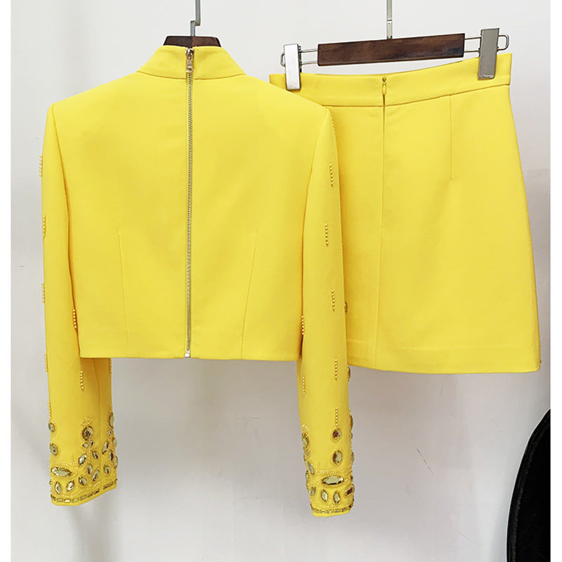 Beaded Short Top Skirt Suit
