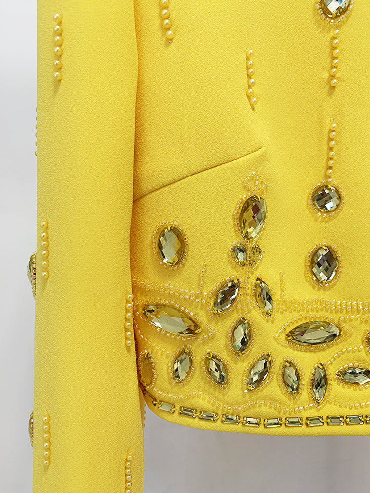 Beaded Short Top Skirt Suit