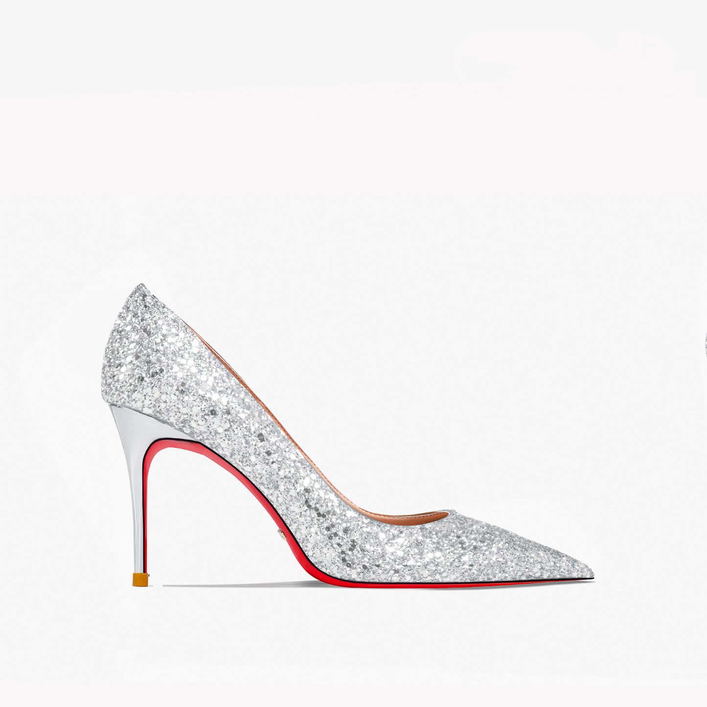New Super Pointed Women's Black Silver Sequins high heels