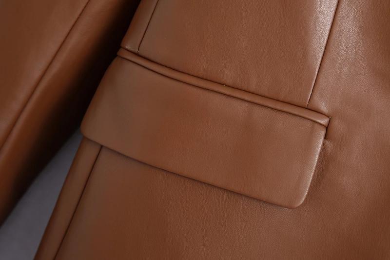 Women's Simple French Faux Leather Blazer