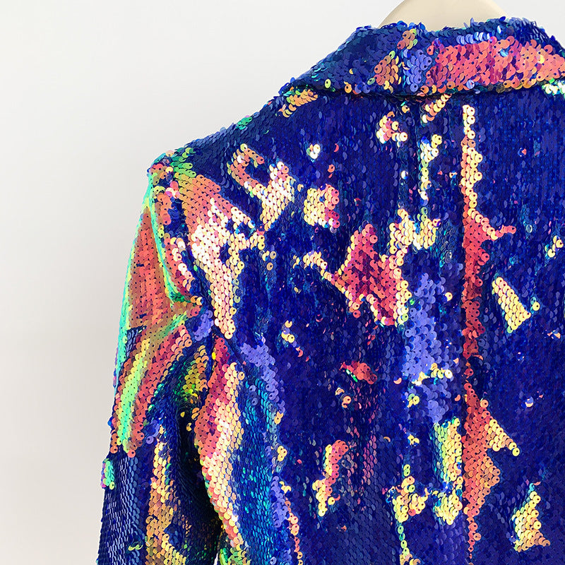 Sequin Color Change Casual Suit Coat