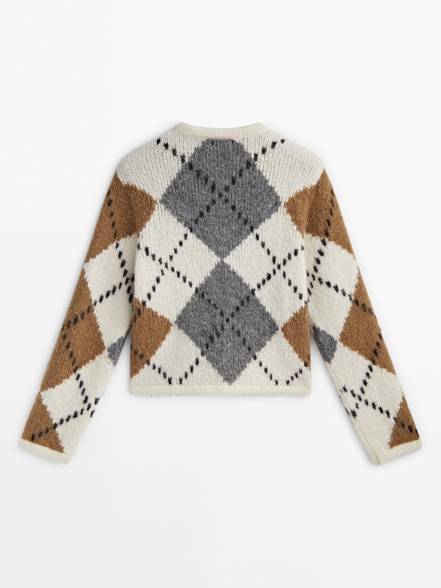 College Style Diamond Pattern Soft Glutinous Knitted Cardigan Coat