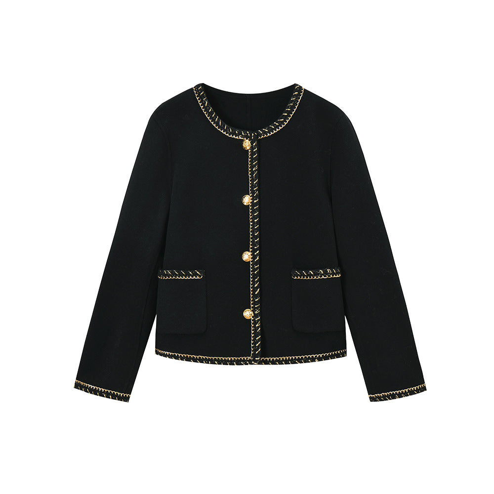 Woven Chain Classic Style Double-faced Woolen Goods Coat