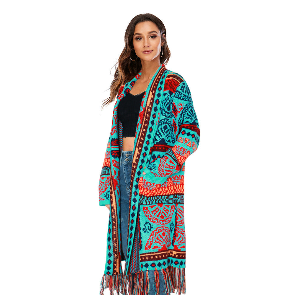 Ladies Ethnic Vintage Fringe Cardigan Top