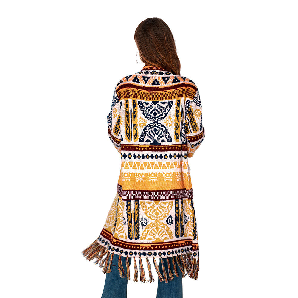 Ladies Ethnic Vintage Fringe Cardigan Top
