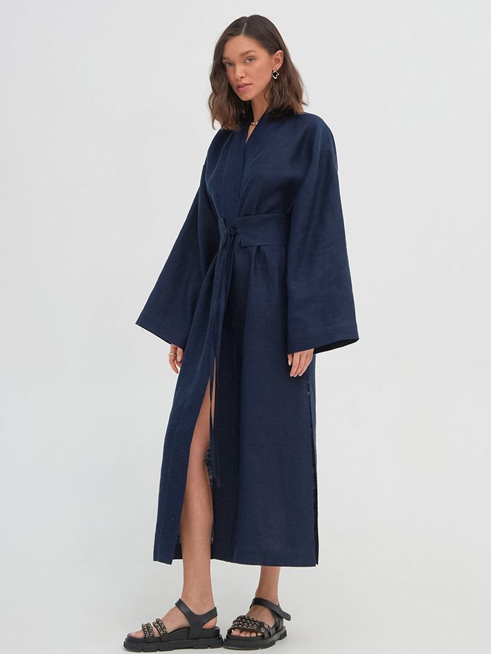 Women's Retro Fashion Cotton And Linen Long-sleeved Dress
