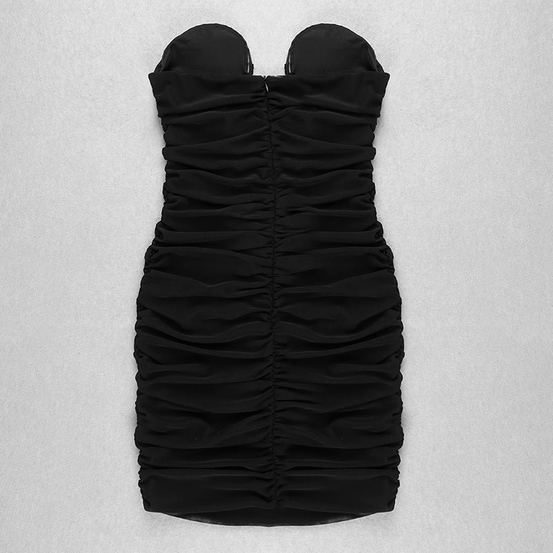 Solid color wrap breast dress