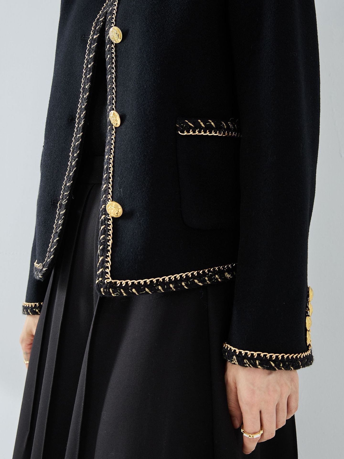 Woven Chain Classic Style Double-faced Woolen Goods Coat