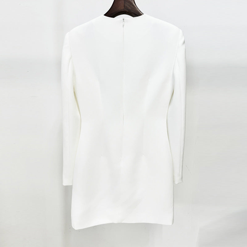 Star Fashion Three-dimensional Flowers Bead Long Sleeve Dress