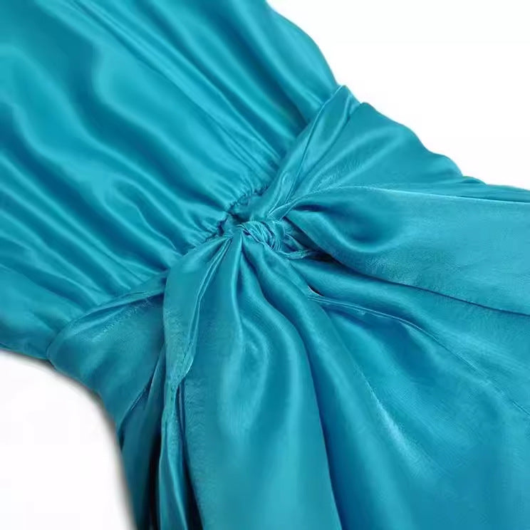 Elegant French Style Tied Large Swing Waist-tight Chiffon Dress