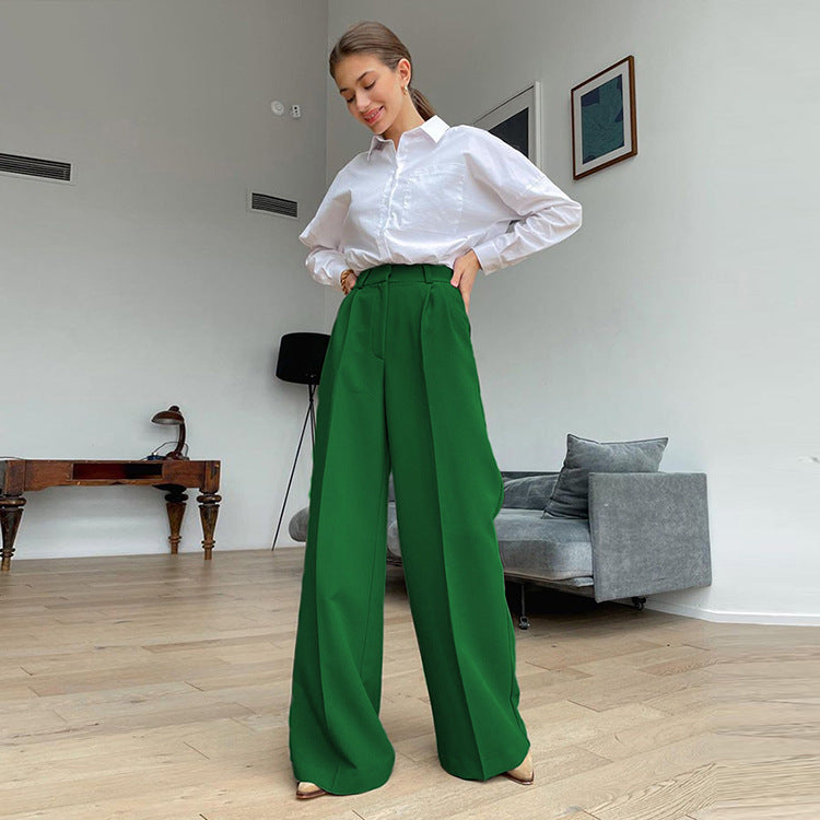 Commuter High Waist Loose Klein Casual Trousers