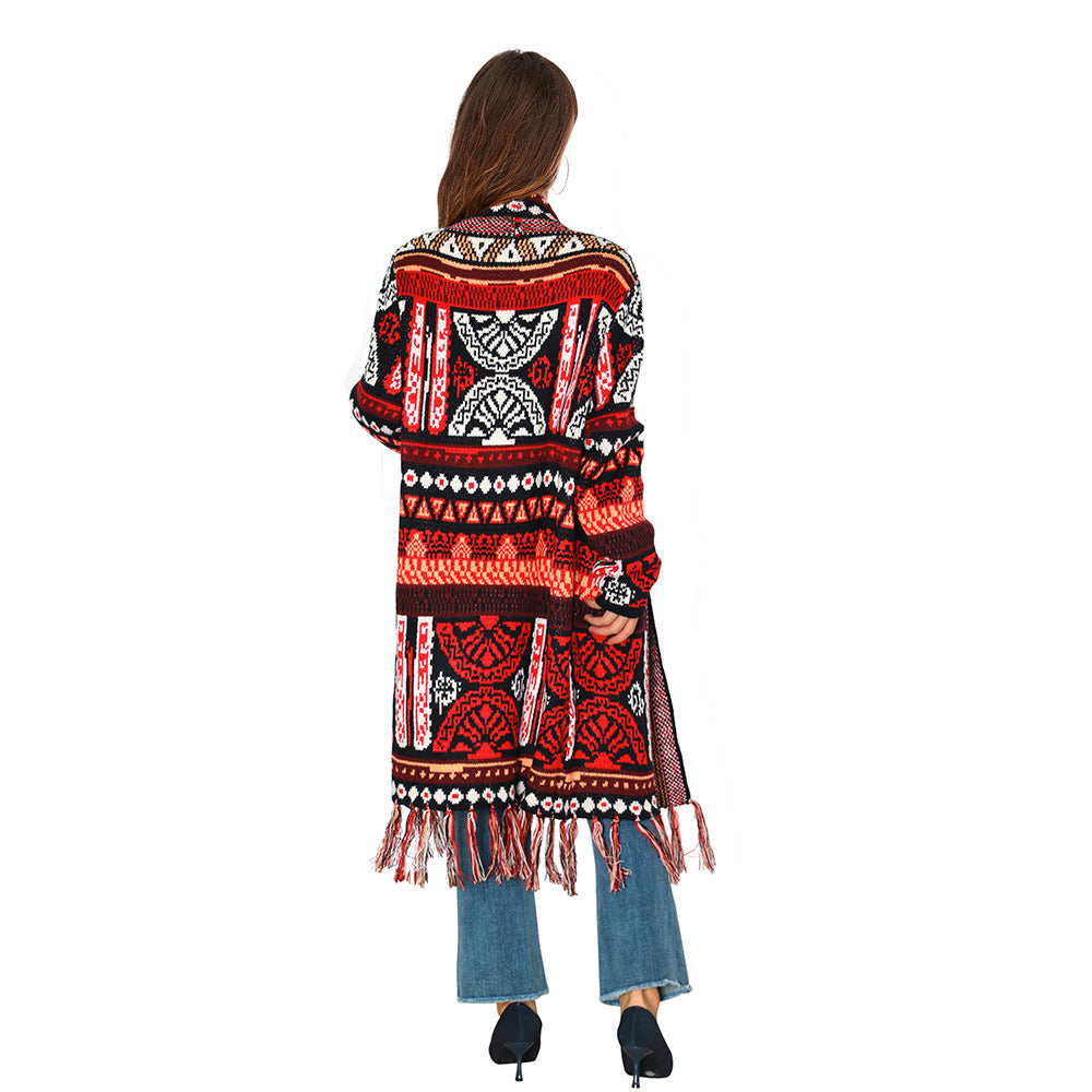 Ladies Ethnic Vintage Fringe Cardigan Top