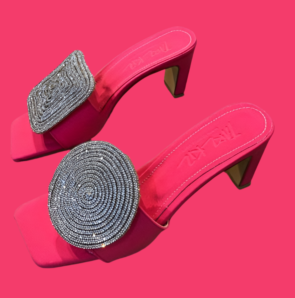 Straw Woven Linen Genuine Leather Straight Drag Worn With Thick Heels Sandals Square Round Rhinestones