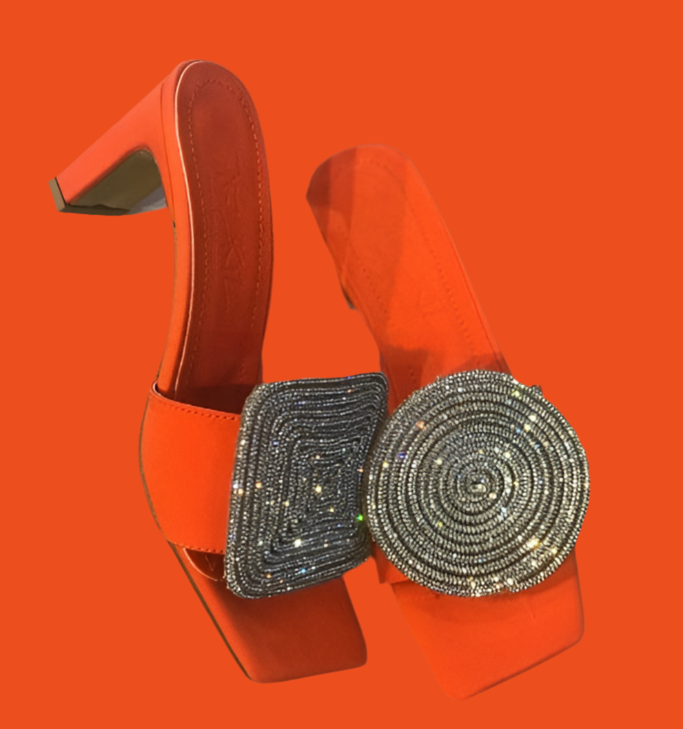 Straw Woven Linen Genuine Leather Straight Drag Worn With Thick Heels Sandals Square Round Rhinestones