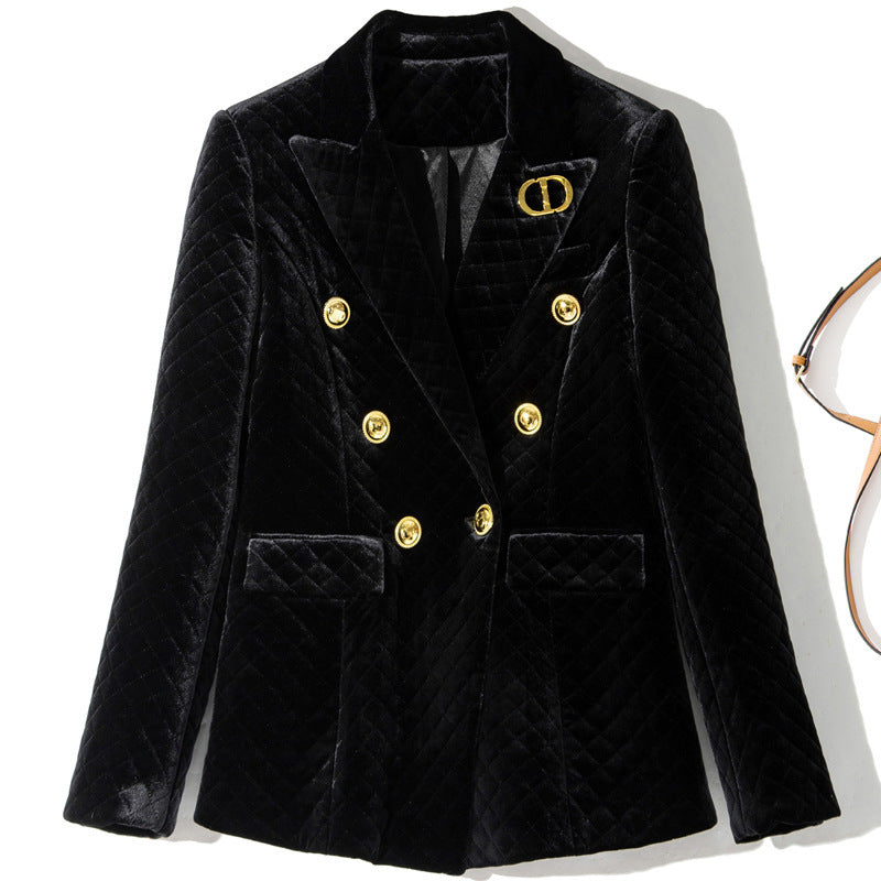 Three-grain Double-breasted Cotton Jacket Velvet Women's Suit