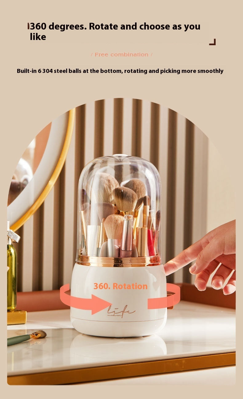 Dust Proof Lipstick, Eyebrow Pencil, Cosmetic Storage Box, Spinning Rotating Brush Cylinder
