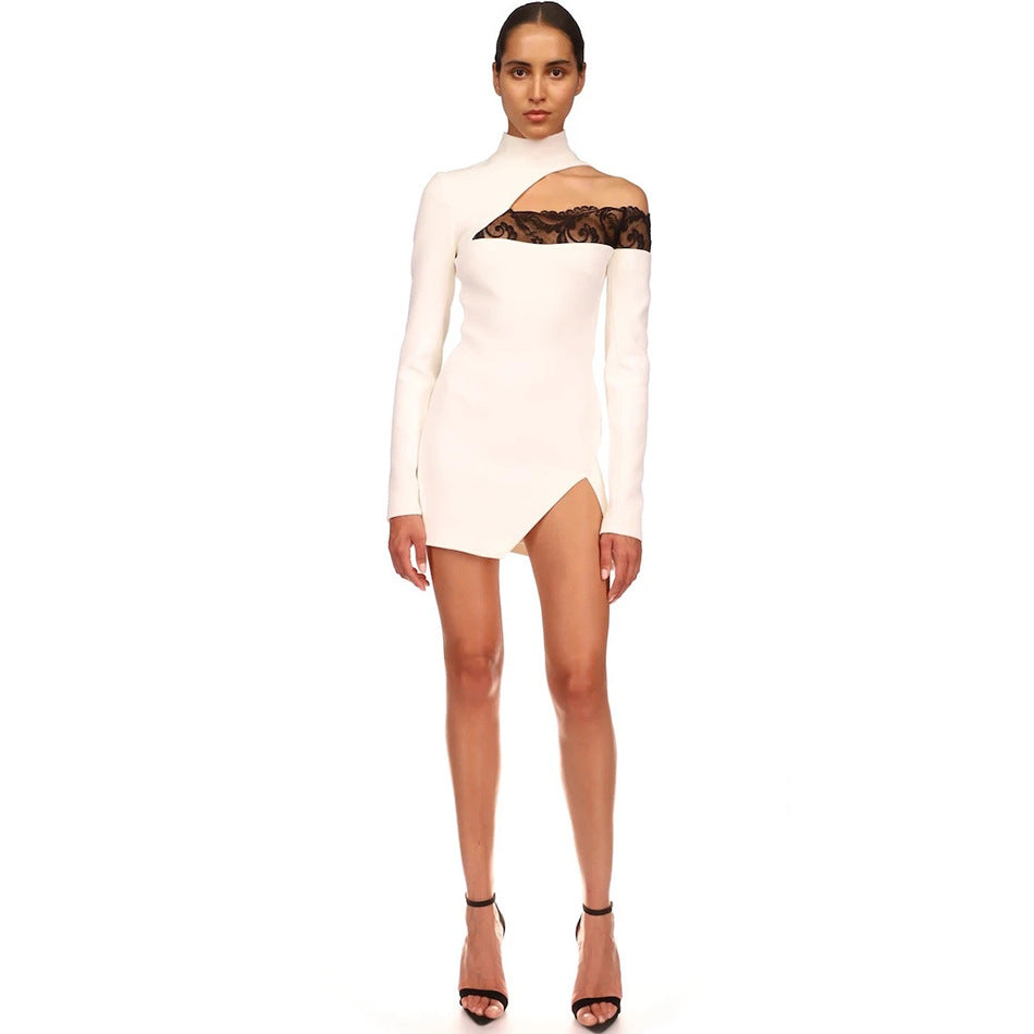 Women's Lace Stitching Tight Bandage Dress