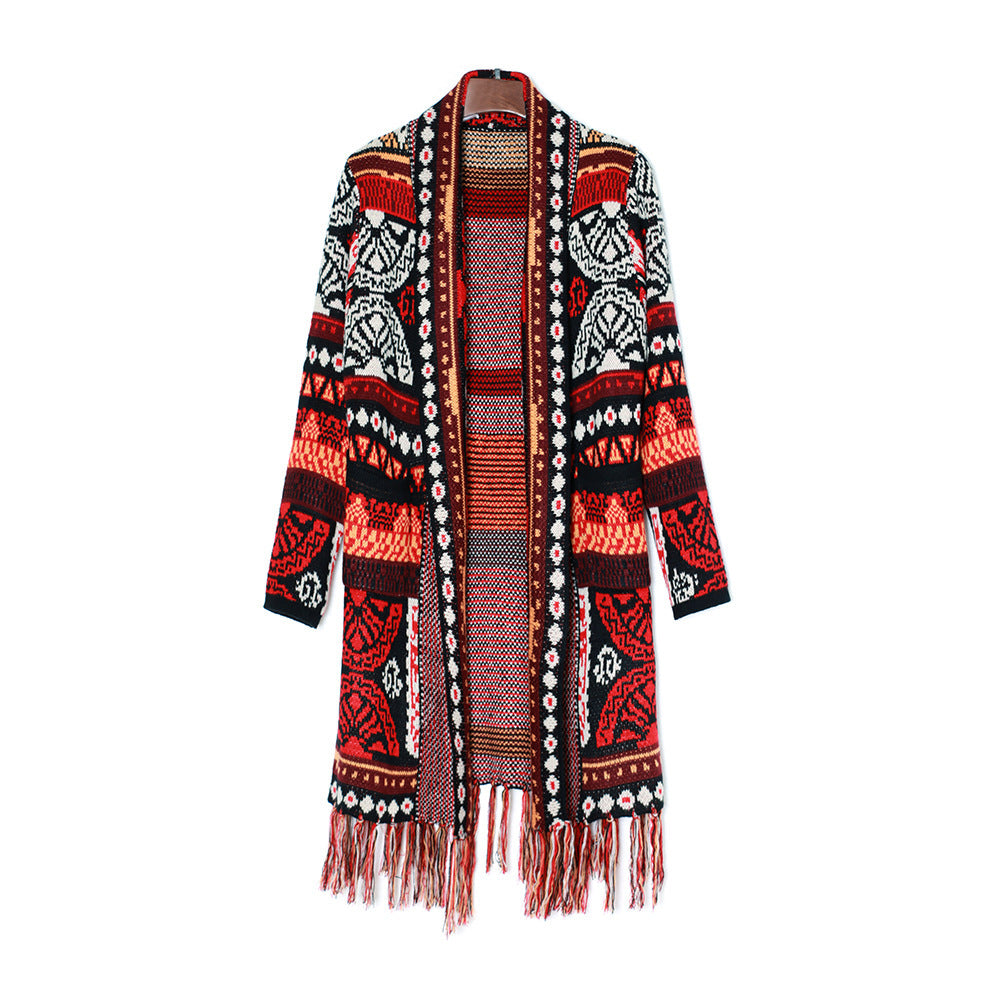 Ladies Ethnic Vintage Fringe Cardigan Top