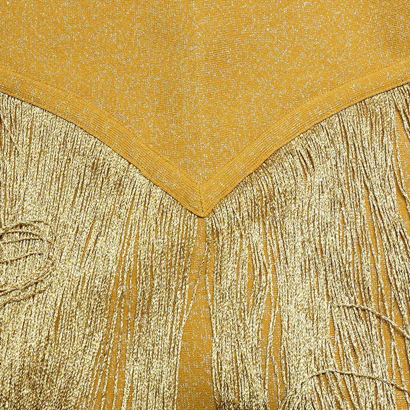 Gold Glitter Evening Dress Fringe