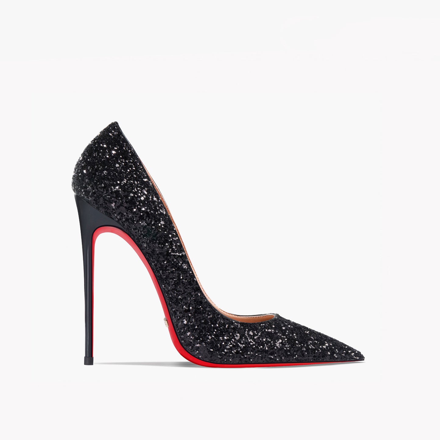 New Super Pointed Women's Black Silver Sequins high heels