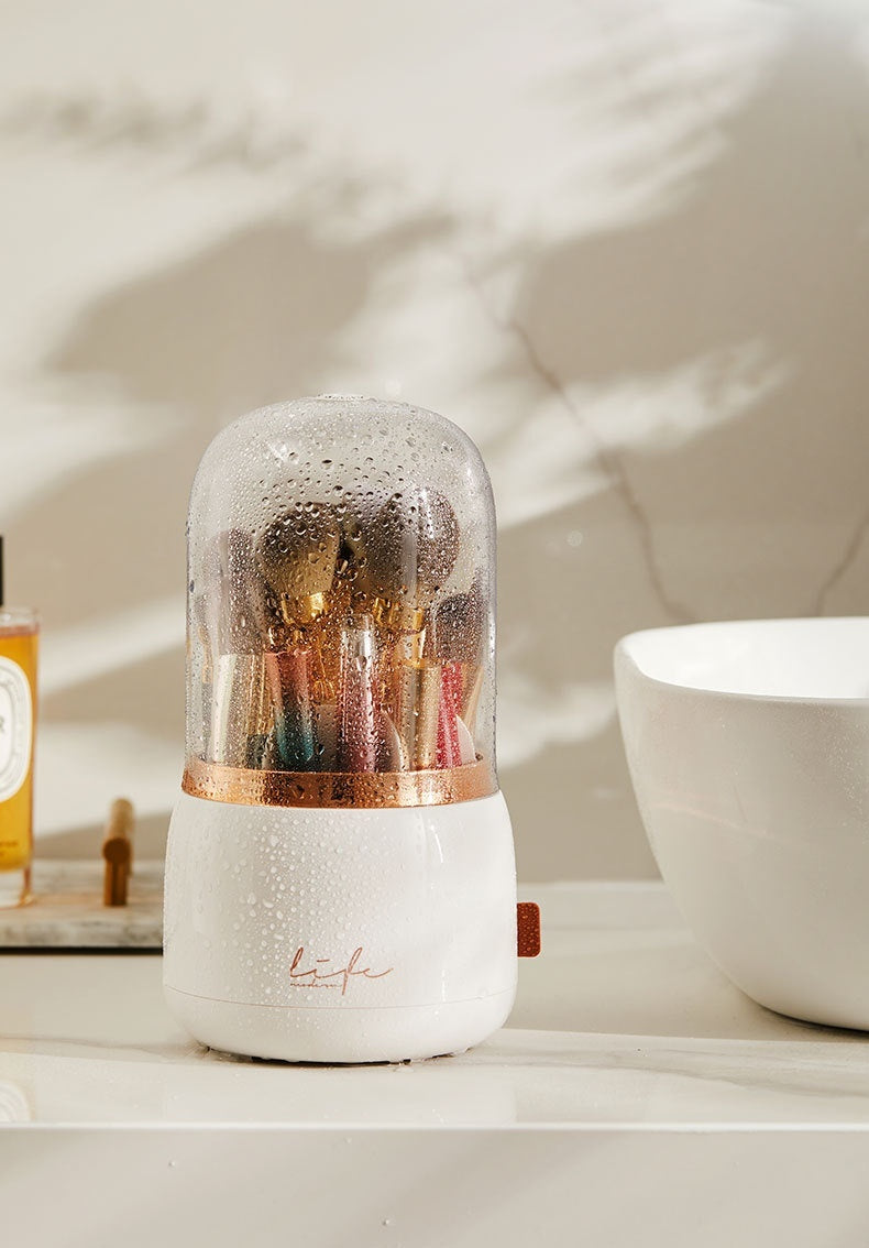 Dust Proof Lipstick, Eyebrow Pencil, Cosmetic Storage Box, Spinning Rotating Brush Cylinder