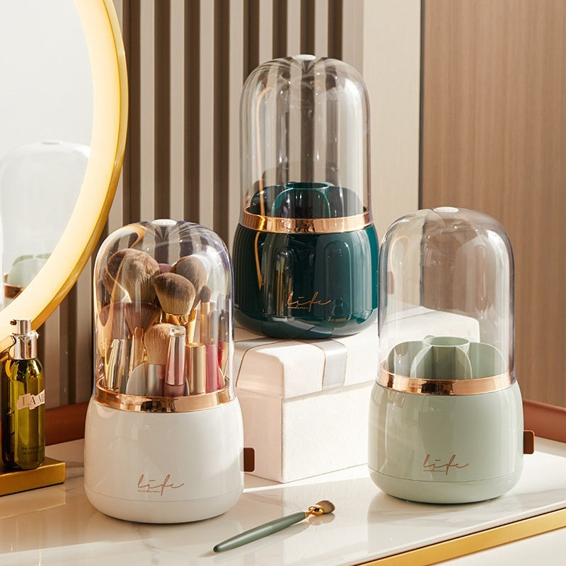 Dust Proof Lipstick, Eyebrow Pencil, Cosmetic Storage Box, Spinning Rotating Brush Cylinder
