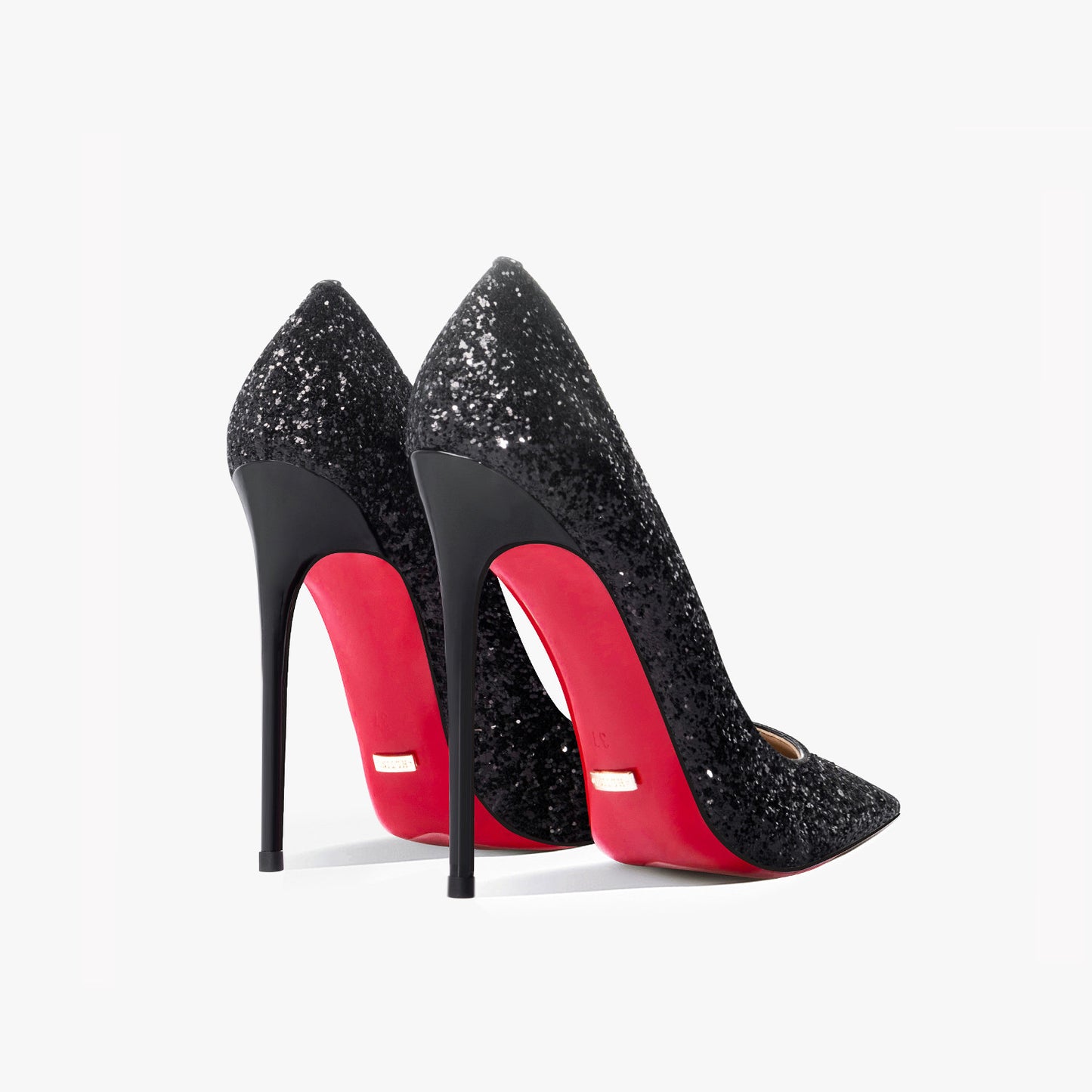 New Super Pointed Women's Black Silver Sequins high heels