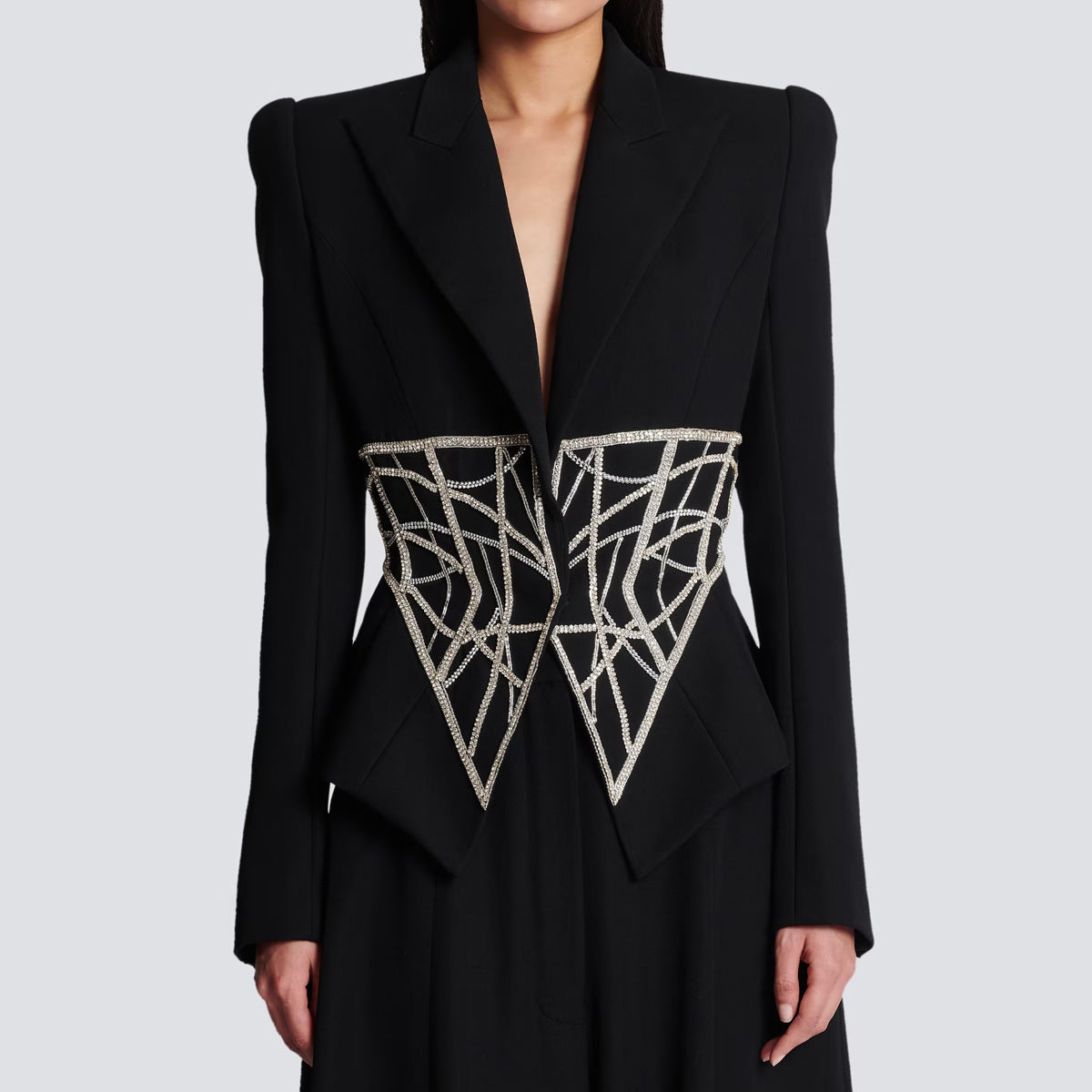 Beads Diamond Waist Slimming High-end Women's Suit Jacket