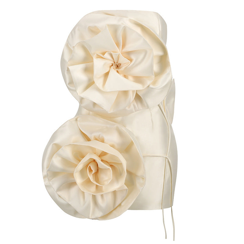 High-end Women's Back Strap Flower Dress