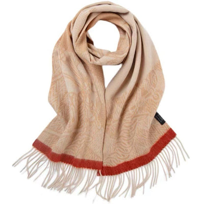 Vintage Jacquard Pattern Cashmere Tassel Scarf