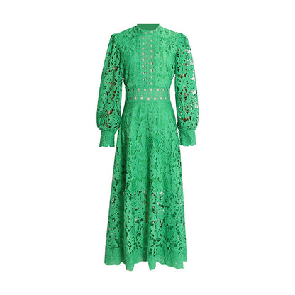 Women's Fashion Vintage Heavy Embroidery Hollow Hem Dress