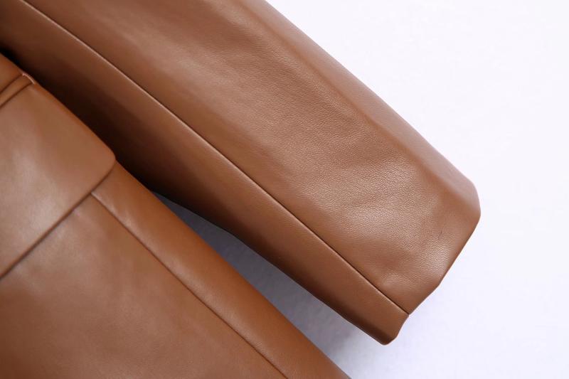 Women's Simple French Faux Leather Blazer