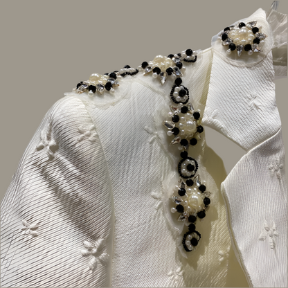 Short Small Suit Jacket Women Beaded Slimming Blouse