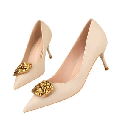 Women's Fashion Shallow Mouth Metal Buckle Party High Heels