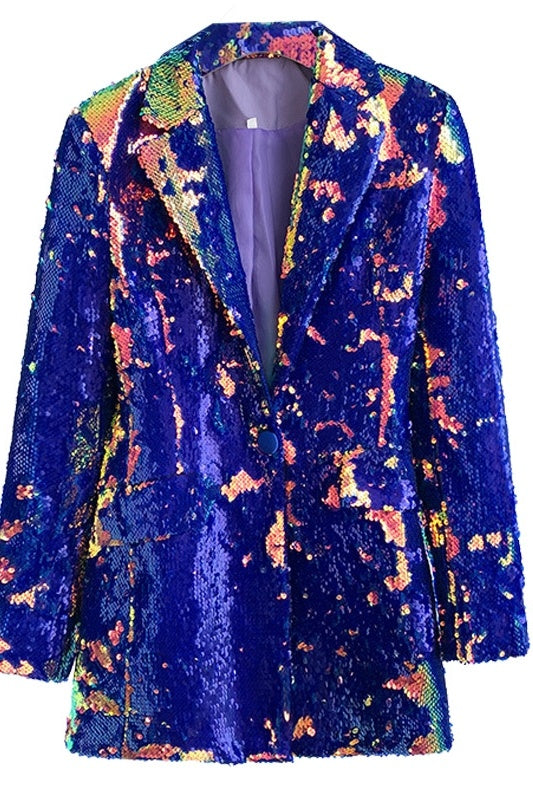 Sequin Color Change Casual Suit Coat