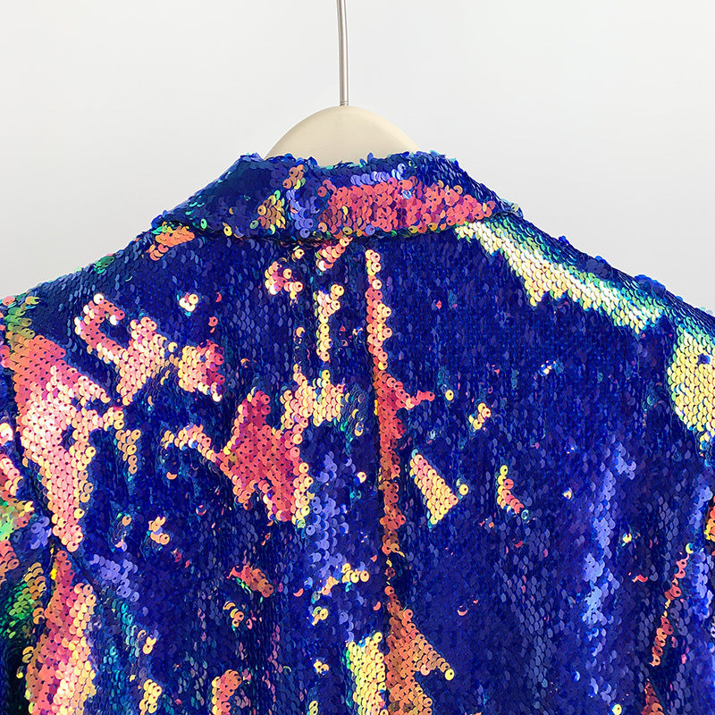 Sequin Color Change Casual Suit Coat
