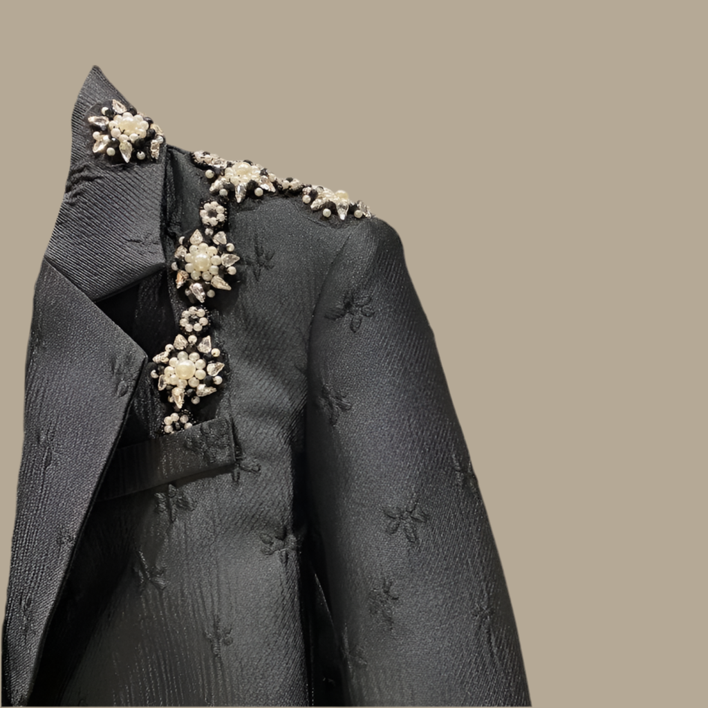 Short Small Suit Jacket Women Beaded Slimming Blouse