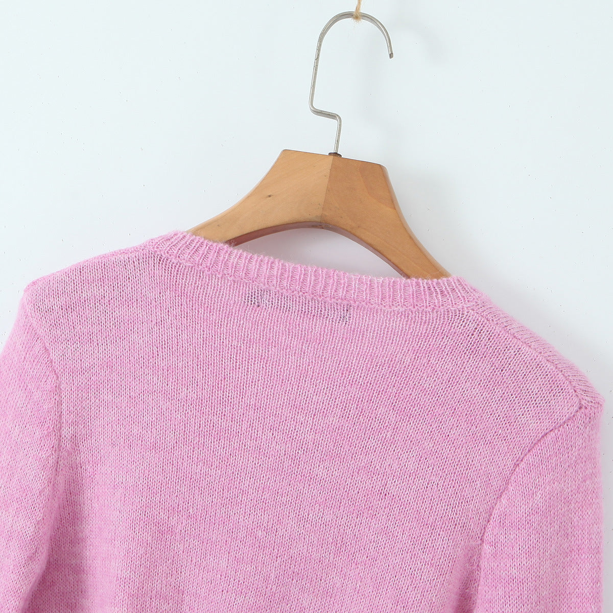 Short Knitted Cardigan Cuff Fur Slim Fit Patchwork Button Top Sweater