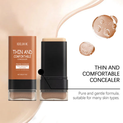 Full-Coverage Foundation and Concealer Stick With Brush, Perfect For All Skin Types