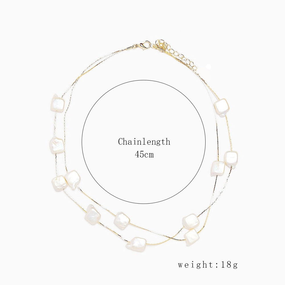 Pearl Choker Clavicle Chain Cross