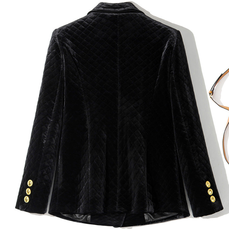 Three-grain Double-breasted Cotton Jacket Velvet Women's Suit