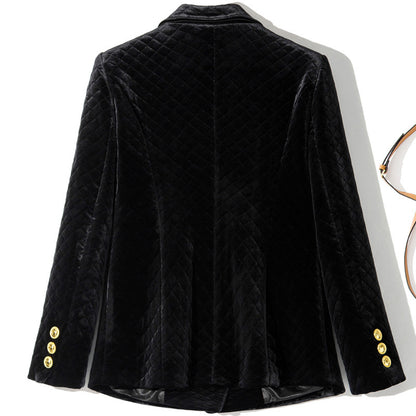 Three-grain Double-breasted Cotton Jacket Velvet Women's Suit